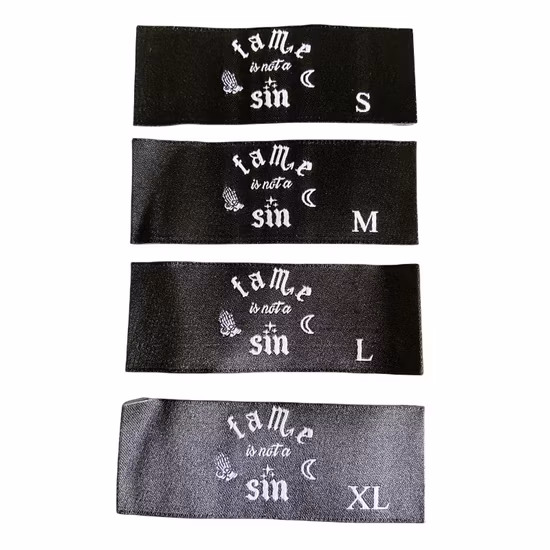 Étiquette tissée en coton faite à la main avec étiquette gros-grain de couture de vêtements de bricolage